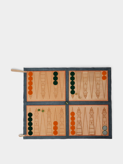 Nick Plant Leather backgammon set at Collagerie