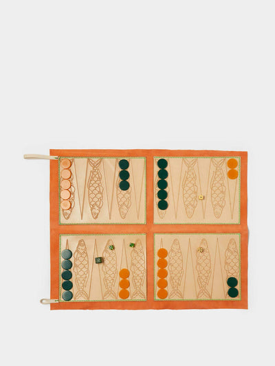 Nick Plant Orange backgammon travel set at Collagerie