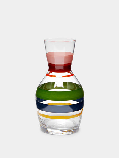 Los Vasos De Agua Clara Portofino stripe hand-painted glass carafe at Collagerie