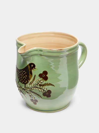 Poterie d’Évires Birds hand-painted ceramic rounded jug at Collagerie