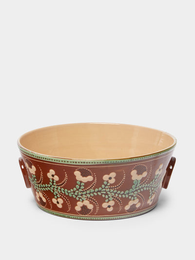 Poterie d’Évires Flowers hand-painted ceramic large handled serving bowl at Collagerie