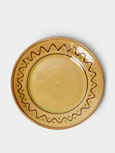 Poterie de Cliousclat Hand-painted slipware dinner plates (set of 4) at Collagerie