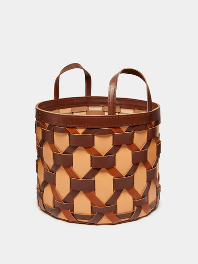 Rabitti 1969 Palu Low Woven Leather Basket at Collagerie