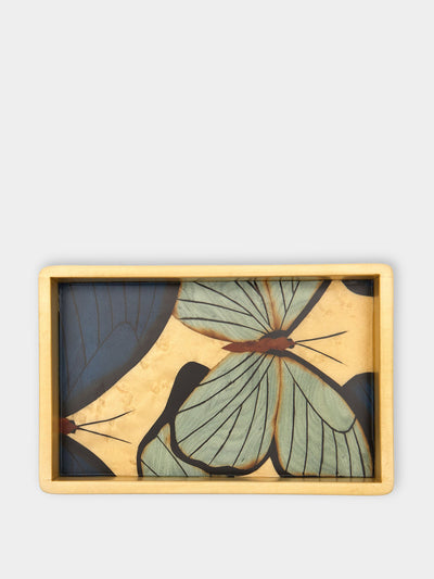 Silvia Furmanovich Butterflies marquetry wood vide poche at Collagerie