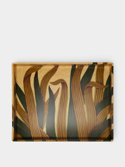 Silvia Furmanovich Foliage marquetry wood tray at Collagerie
