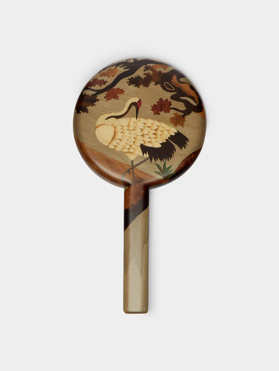 Silvia Furmanovich Tulip marquetry wood hand mirror at Collagerie