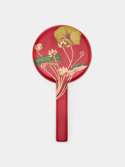 Silvia Furmanovich Waterlilies marquetry wood hand mirror at Collagerie