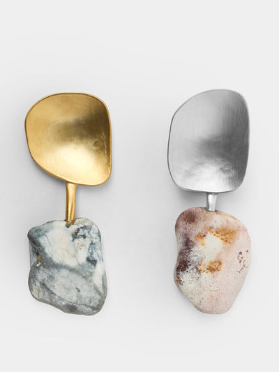 Thalia Maria Silver Sterling silver and pebble salt & pepper spoons (set of 2) at Collagerie