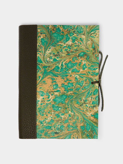 Giannini Firenze Hand-marbled leather bound notebook at Collagerie