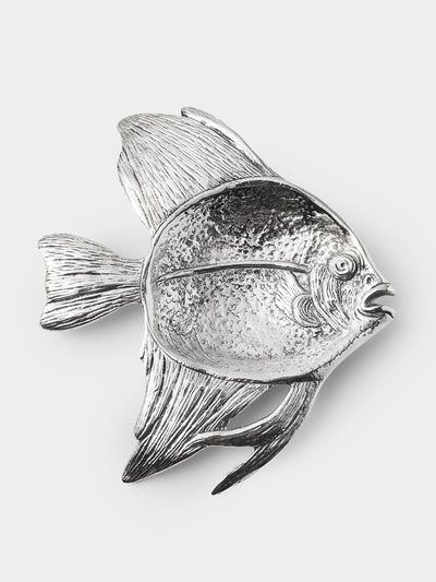 Antique and Vintage 1940s solid silver fish trinket dish at Collagerie