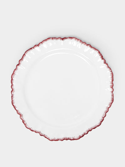 Atelier Soleil Combed edge hand-painted ceramic dinner plate at Collagerie