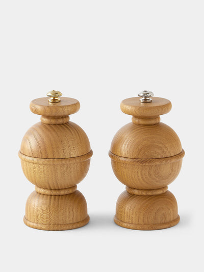 Yamani Woodworks Hand-turned wood salt and pepper mills (set of 2) at Collagerie