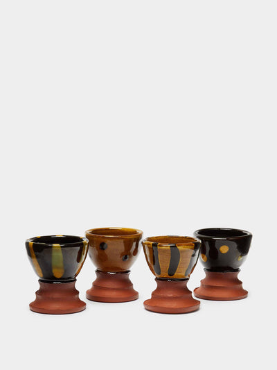 Mike Parry Yellow slipware egg cups (set of 4) at Collagerie