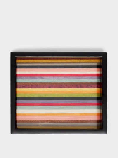 Biagio Barile Stripes wood inlay tray at Collagerie