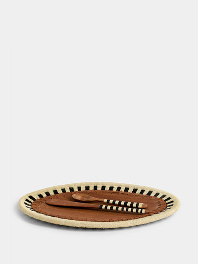 CasaLatina Pacifico handwoven werregue palm and wood dish at Collagerie