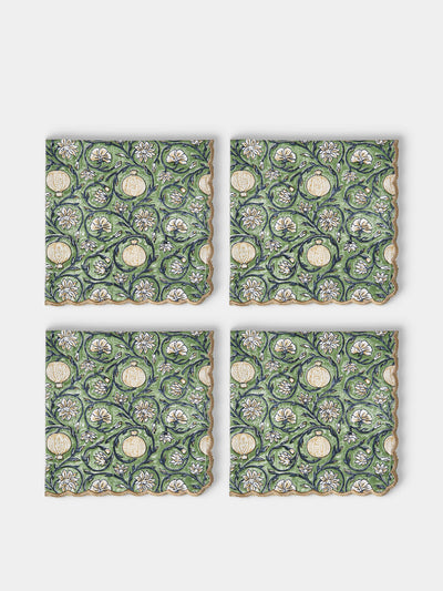 Chamois Tangier pomegranate block-printed cotton napkins (set of 4) at Collagerie