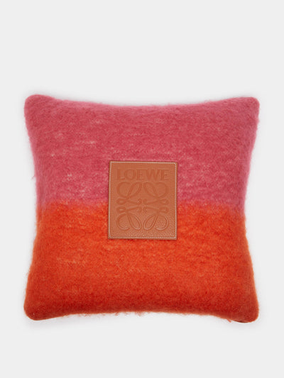 Loewe Home Red stripe mohair cushion at Collagerie