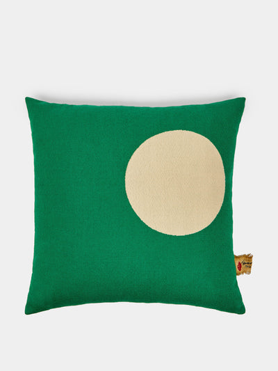 The House of Lyria Green polka dot cushion at Collagerie