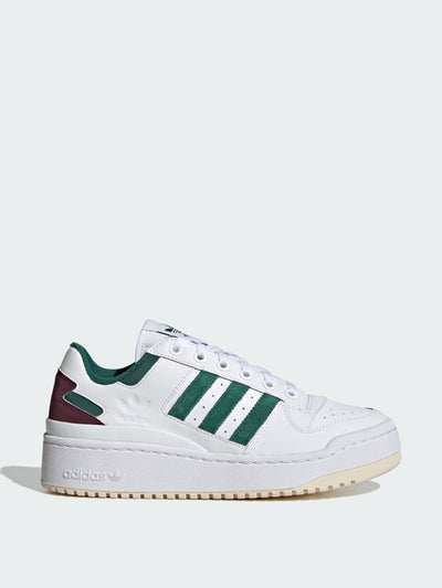 Adidas Forum bold trainers in Cloud White / Collegiate Green / Maroon at Collagerie