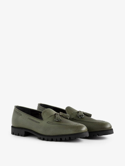 Aimé Leon Dore Tassel green loafers at Collagerie