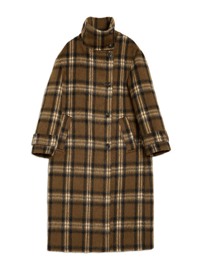 Albaray Check funnel neck coat at Collagerie