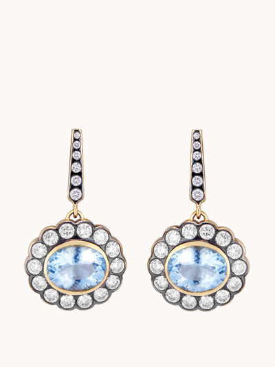 Marlo Laz Alexandra earrings in aquamarine at Collagerie