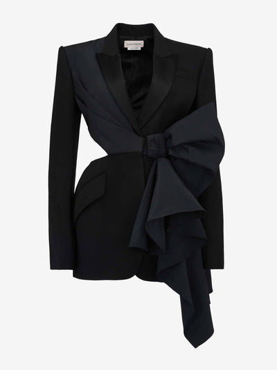 Alexander Mcqueen Women's bow slashed jacket in black at Collagerie