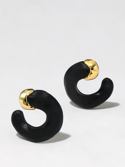 Alexis Bittar Black small molten front facing hoop earring at Collagerie