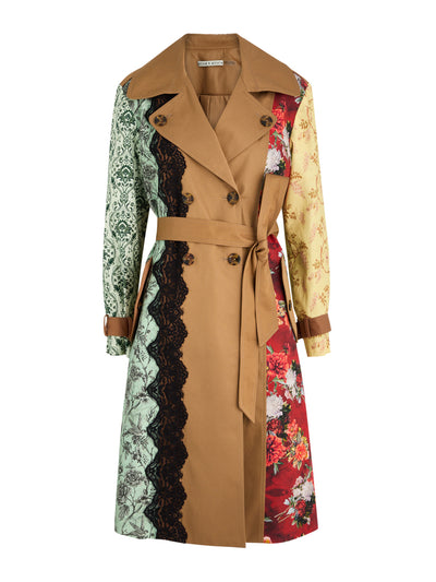 Alice + Olivia Keith patchwork cotton trench coat at Collagerie