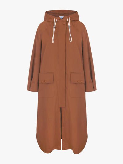 Aligne Hooded trench coat in Toffee at Collagerie