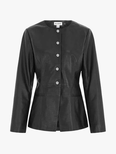 Aligne Daphne waisted leather blazer at Collagerie