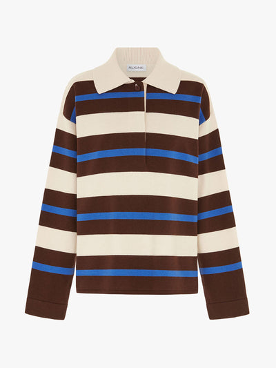 Aligne Ester striped polo sweater at Collagerie