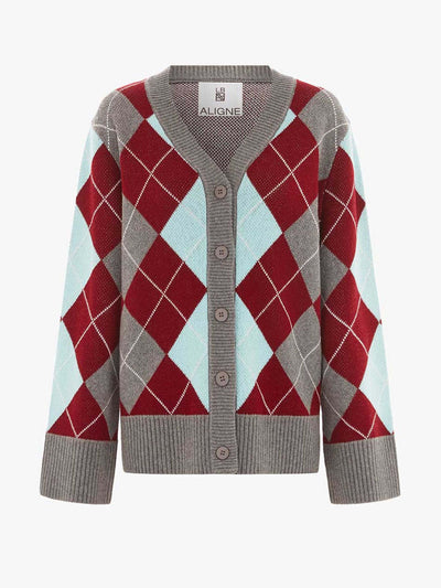 Aligne LB Renee merino argyle cardigan at Collagerie