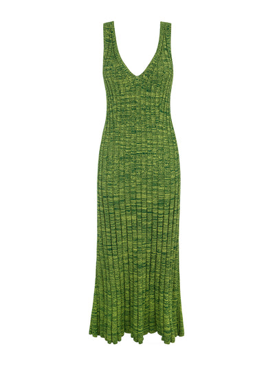 Aligne Green Mermaid v-neck knitted dress at Collagerie