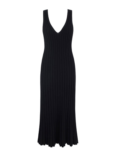 Aligne Black Mermaid v-neck knitted dress at Collagerie