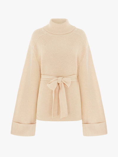 Aligne Michaela high neck belted oversize knit at Collagerie