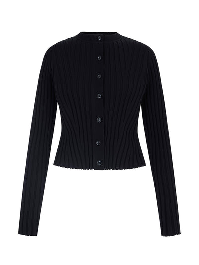 Aligne Black Michelle ribbed cardigan at Collagerie