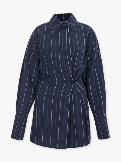 Aligne Navy stripe wrap front shirt at Collagerie