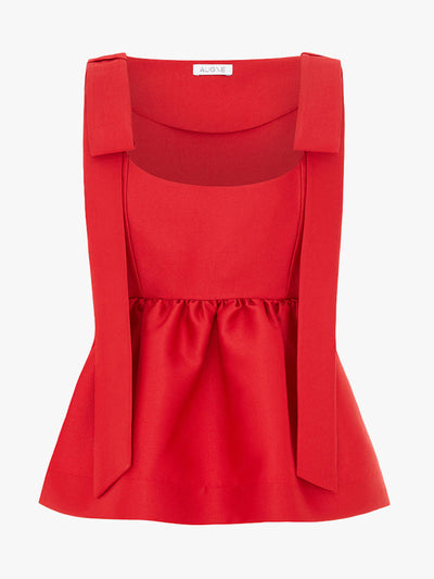 Aligne Alina bow peplum satin top at Collagerie