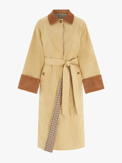 Aligne Barnaby reversible check trench coat at Collagerie