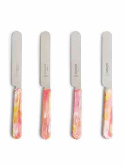 All Day Goods Pink and yellow marble butterknife set at Collagerie