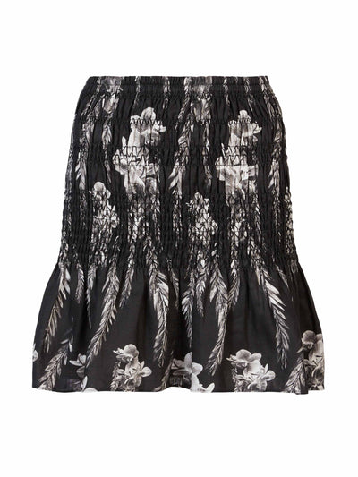 Allsaints Floral black linen skirt at Collagerie