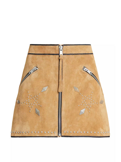 Allsaints Karlson studded suede mini skirt at Collagerie
