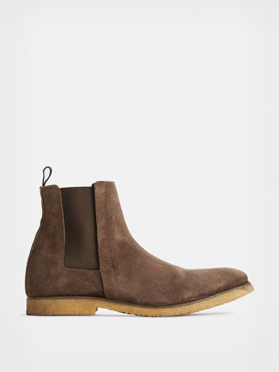 Allsaints Taupe suede boots at Collagerie