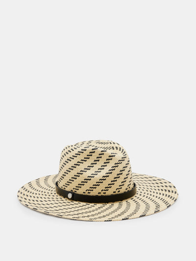 AllSaints Straw two tone striped fedora at Collagerie