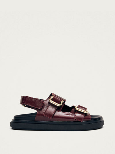 Alohas Harper leather sandals in onix burgundy at Collagerie