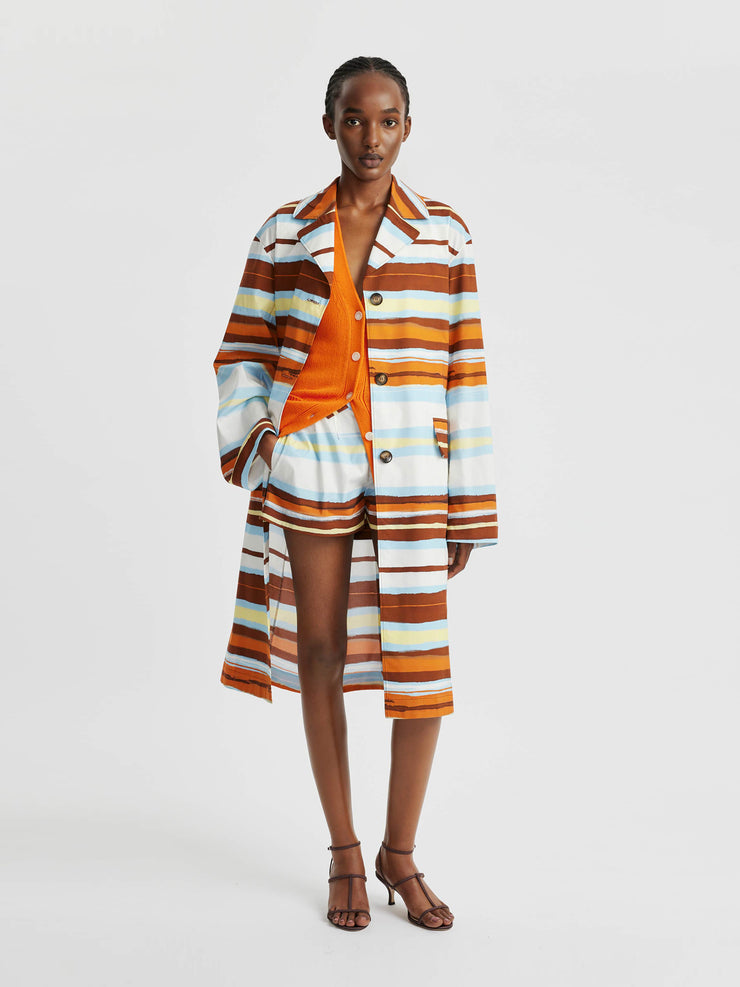 Amaia brushstroke print trench coat in cotton