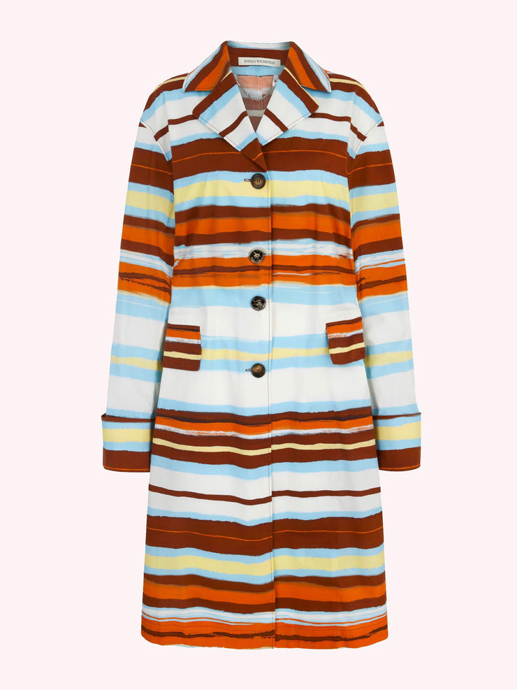 Amaia brushstroke print trench coat in cotton