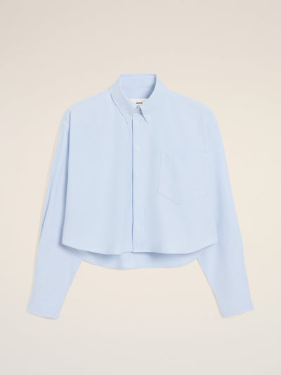 Ami Paris Blue cotton Ami de Coeur cropped oversized shirt at Collagerie