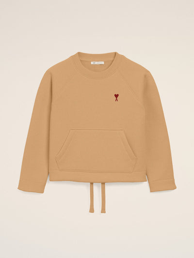 Ami Paris Brown cotton Ami de Coeur crewneck sweatshirt at Collagerie